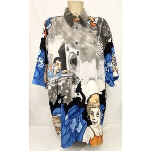 UP RO'S Button Down Shirt XL X Large 52" Hip Hop DJ Rap City Club Y2K Streetwear